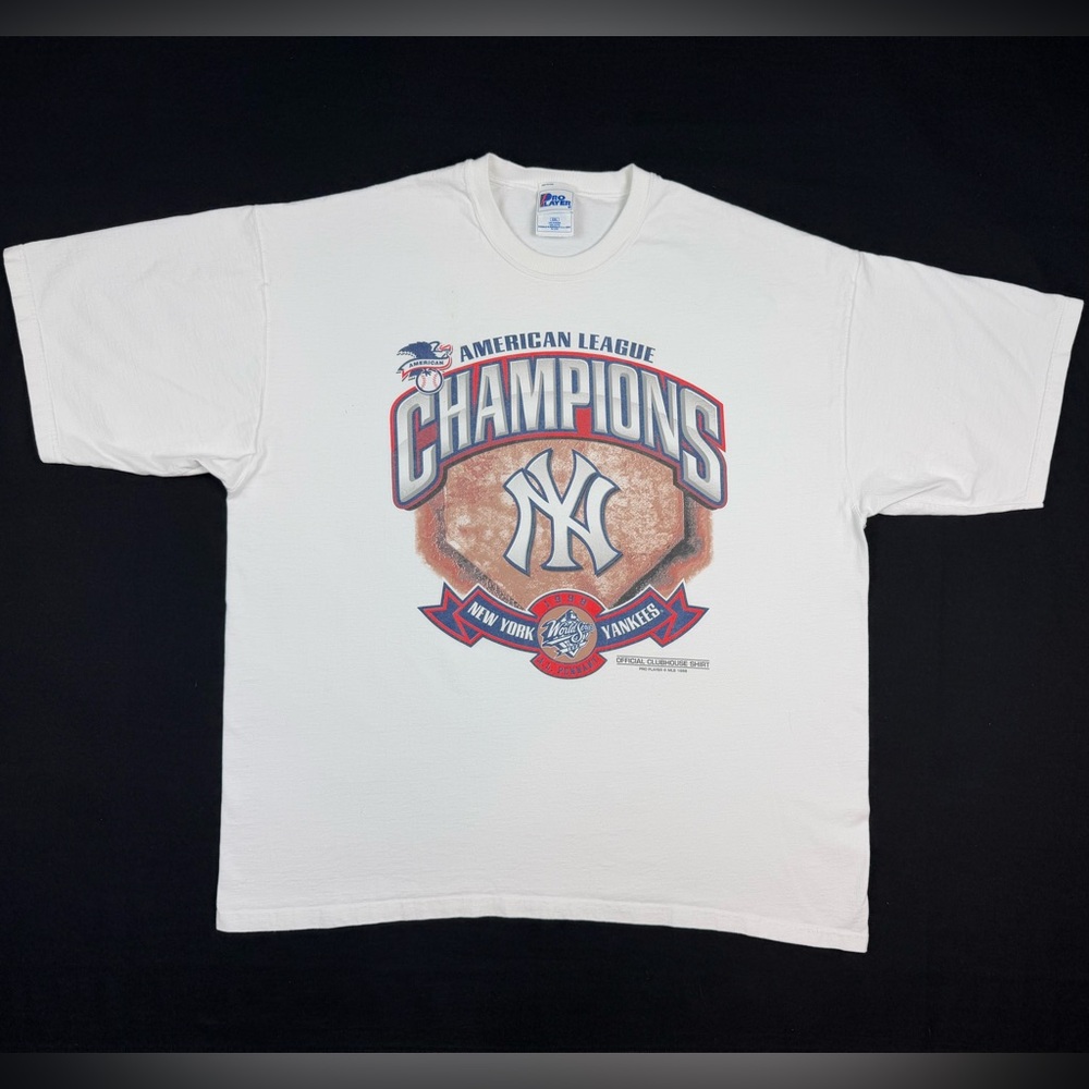 Vtg Pro Player New York Yankees Mens T-Shirt 2XL 90s White Short Sleeve C1